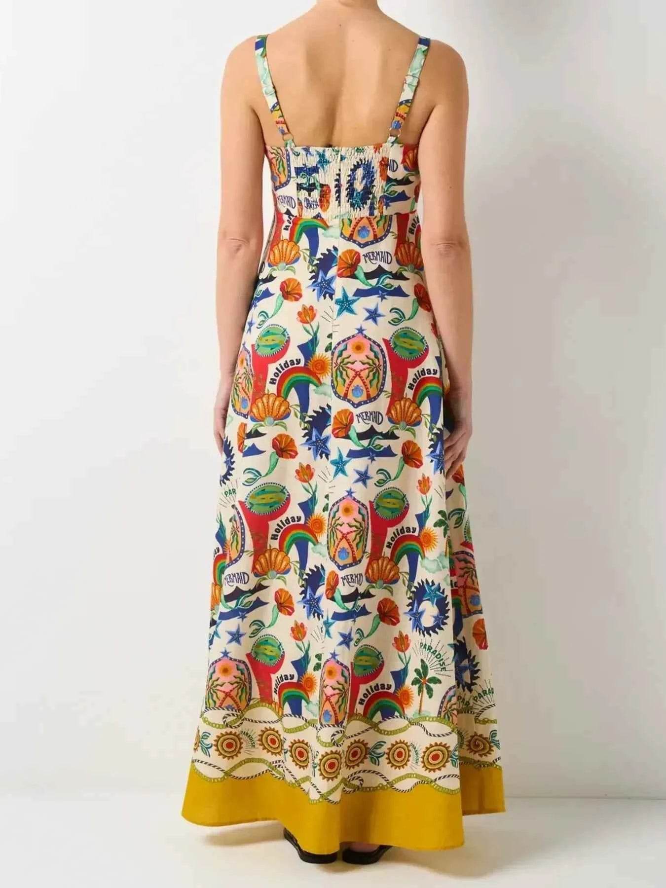 Printed Square Neck Maxi Cami Dress.