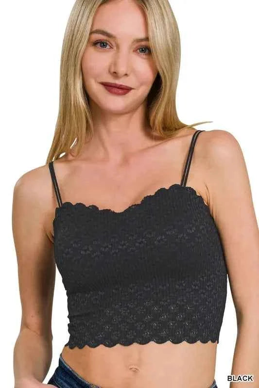 Zenana Seamless Lace Bralette with Removable Pads.