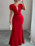 Petal Sleeve Mermaid Maxi Dress.