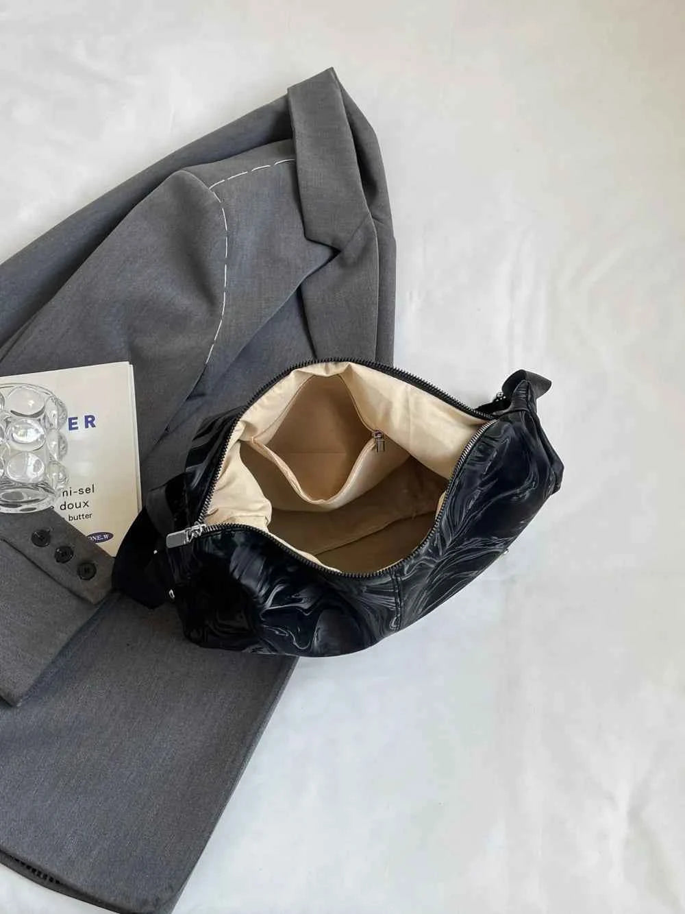 PU Leather Adjustable Strap Shoulder Bag.