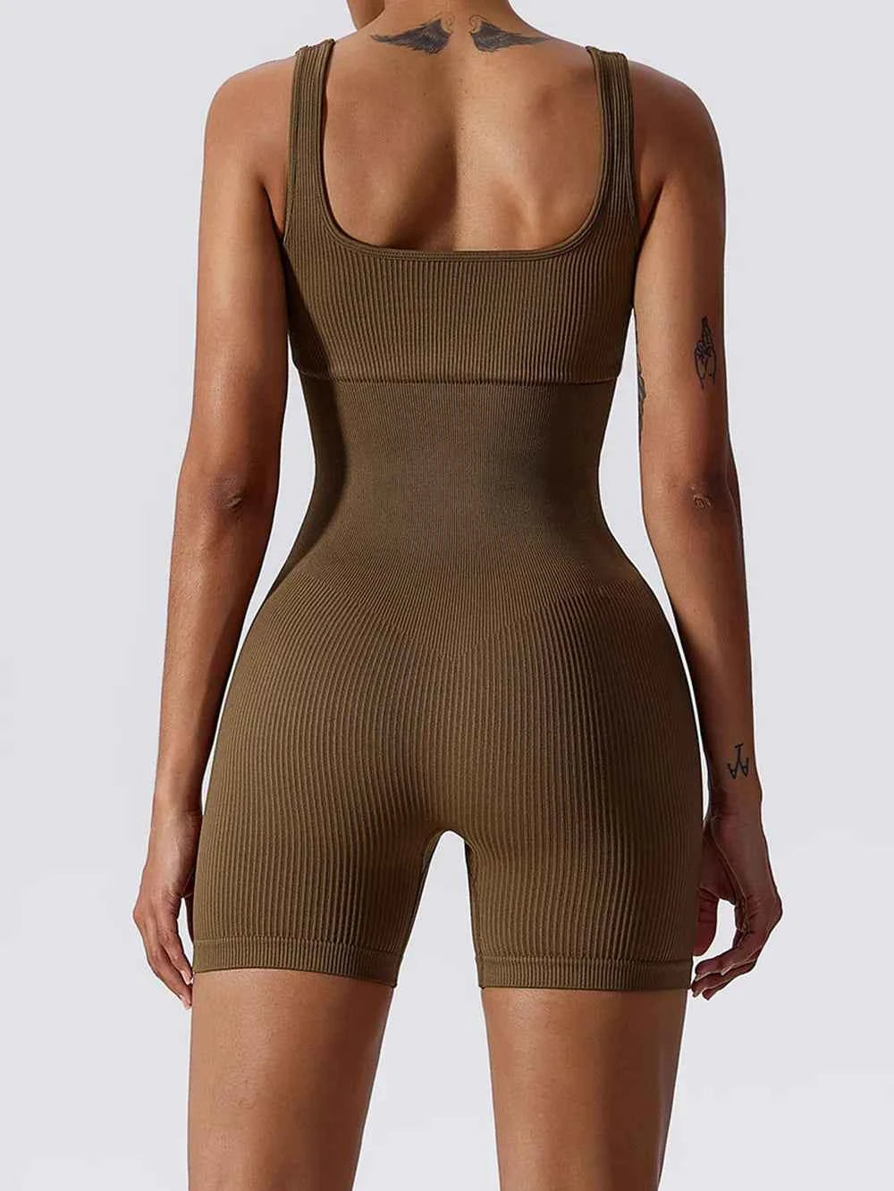 Basic Bae Ribbed Sleeveless Active Romper.