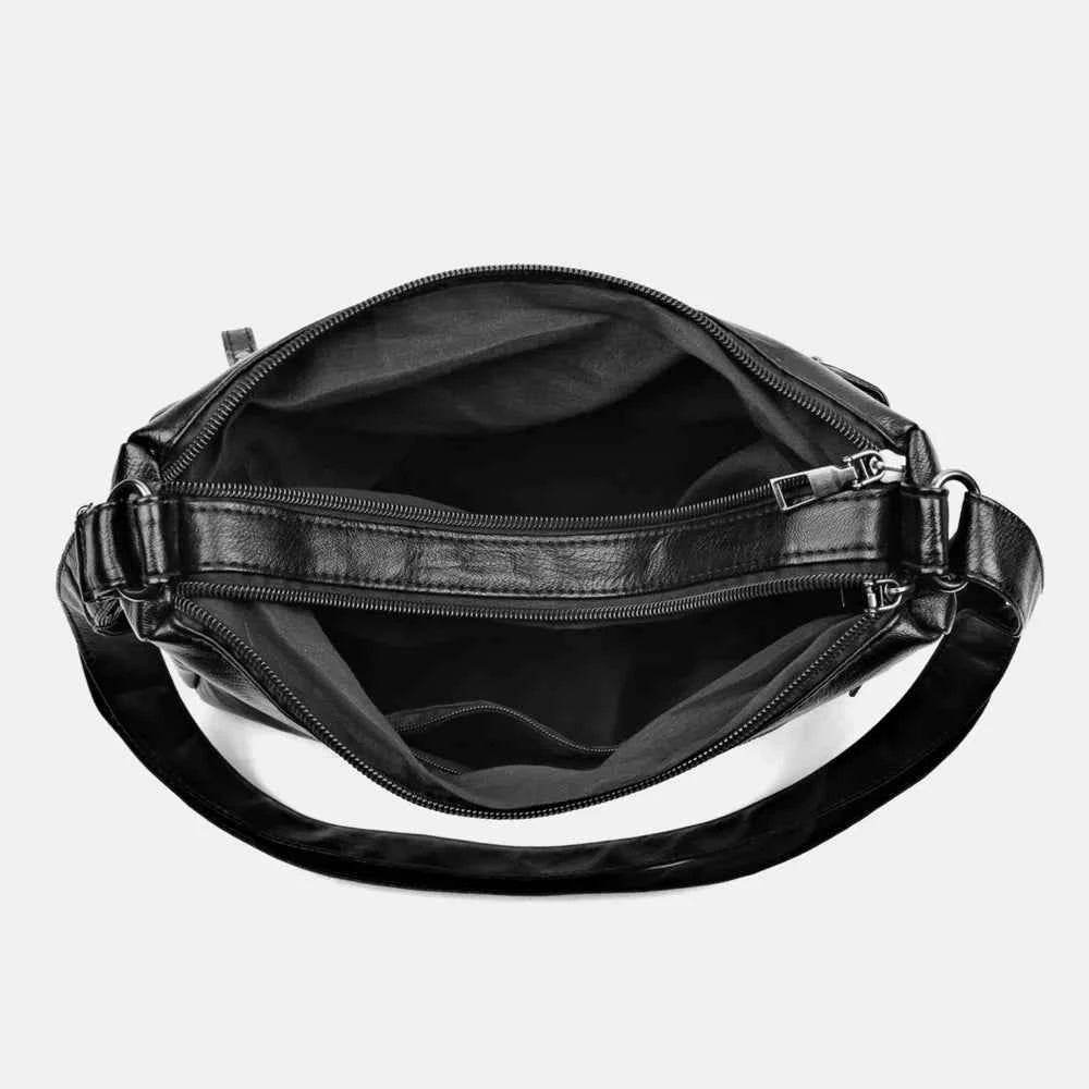 Large PU Leather Rose Pattern Shoulder Bag.