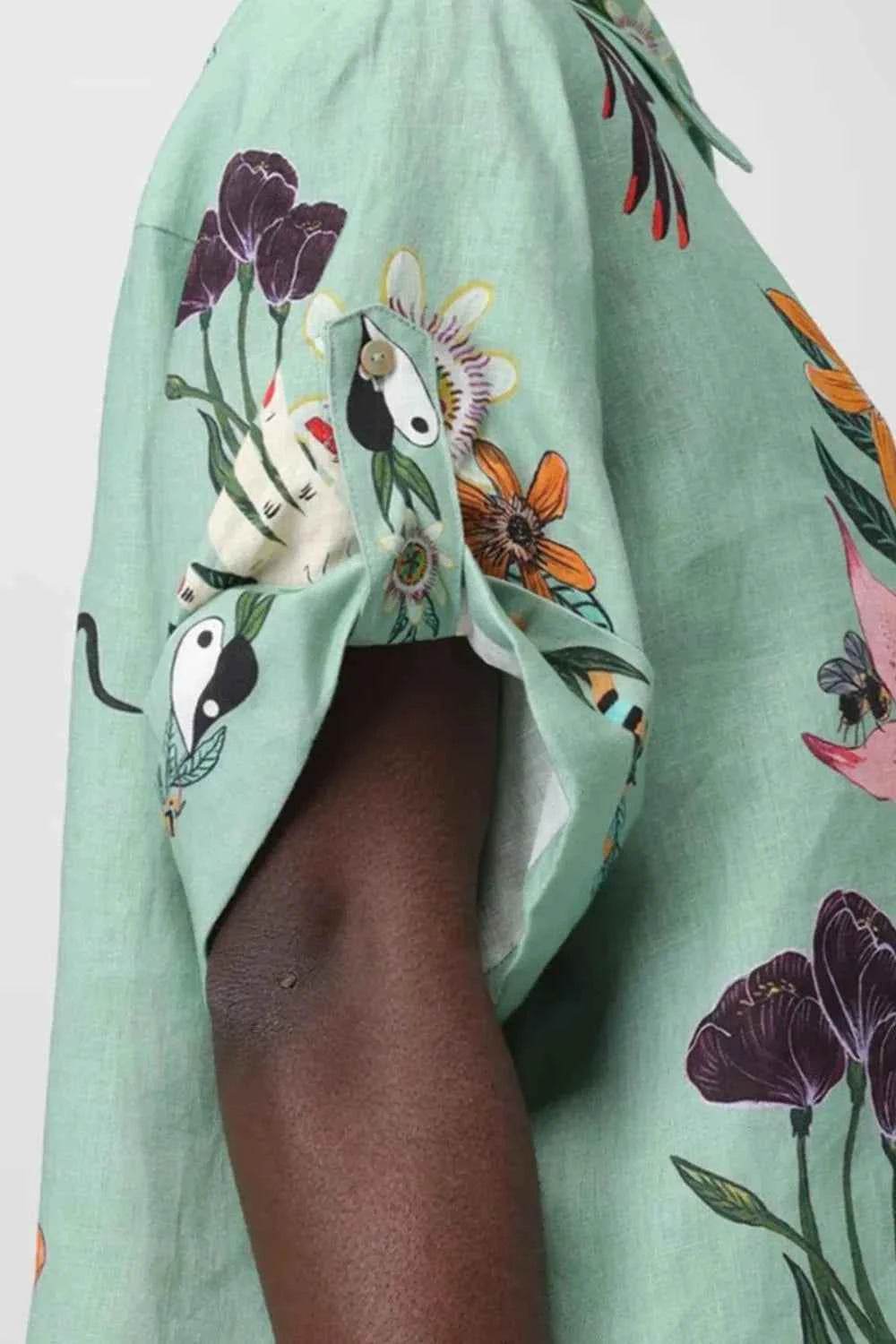 Tropical Paradise Floral Print Shirt and Shorts Set - EBYNN