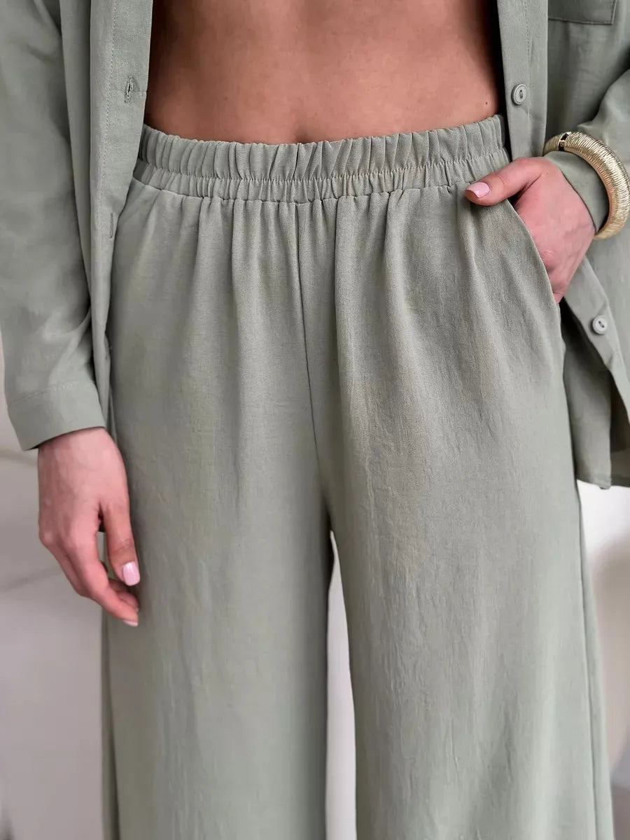 Button Up Long Sleeve Shirt and Pants Set.