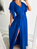 Flutter Sleeve Surplice Tie Waist Dress.