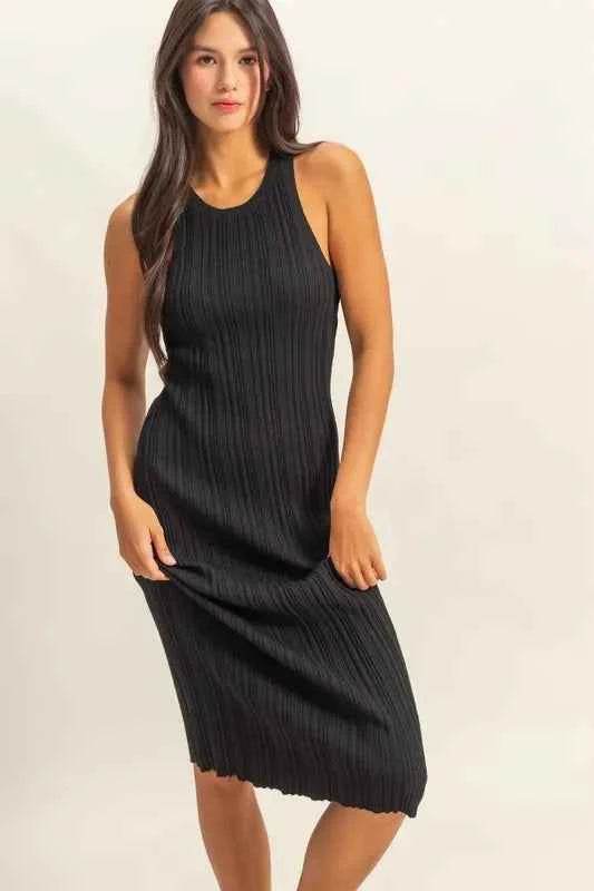 HYFVE Ribbed Knit Bodycon Dress - Round Neck.