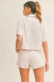 MABLE Polka Dot Collar Crop Top & Short Lounge Set.