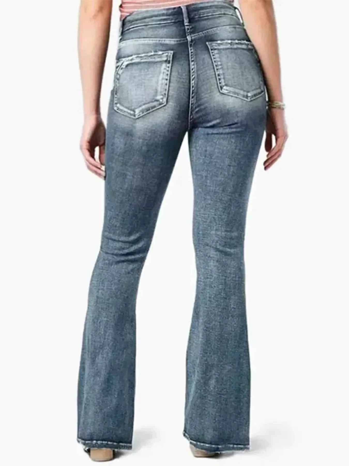 Plus Size Vintage Wash Flare Jeans.
