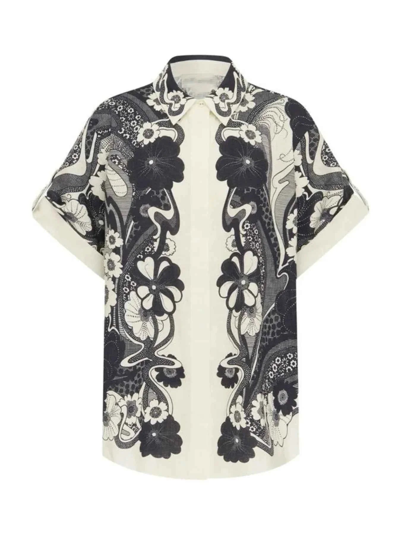 Printed Button Up Shirt and Pants Set.