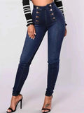 Full Size High-Waisted Double-Breasted Skinny Jeans Plus Size.