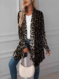 Leopard Print Oversized Long Open Front Cardigan.