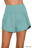 Zenana High Waisted Zippered Back Pocket Running Shorts.