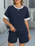 Sleek Round Neck Short Sleeve Top & Shorts Set - EBYNN