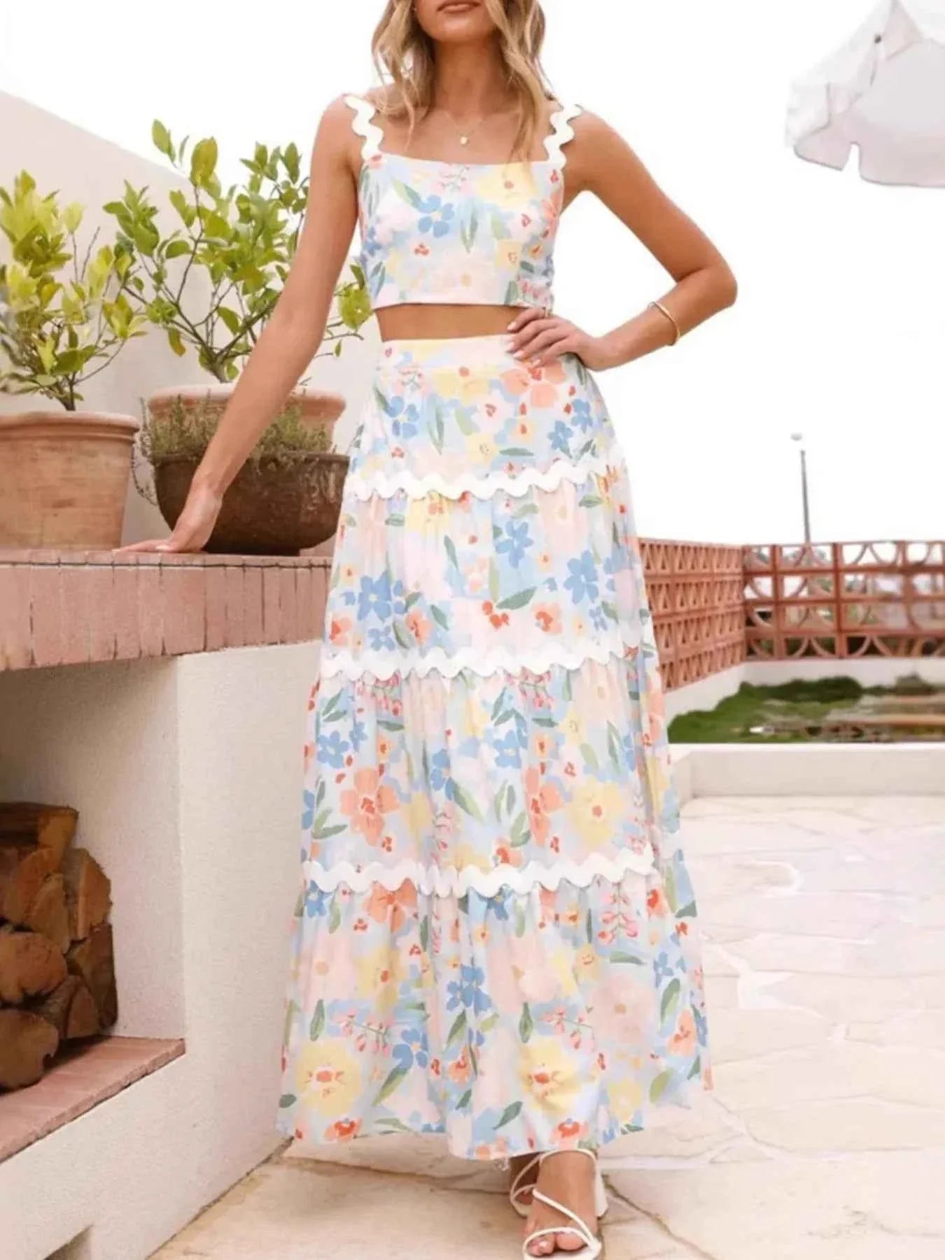 Printed Cami and Maxi Skirt Set.