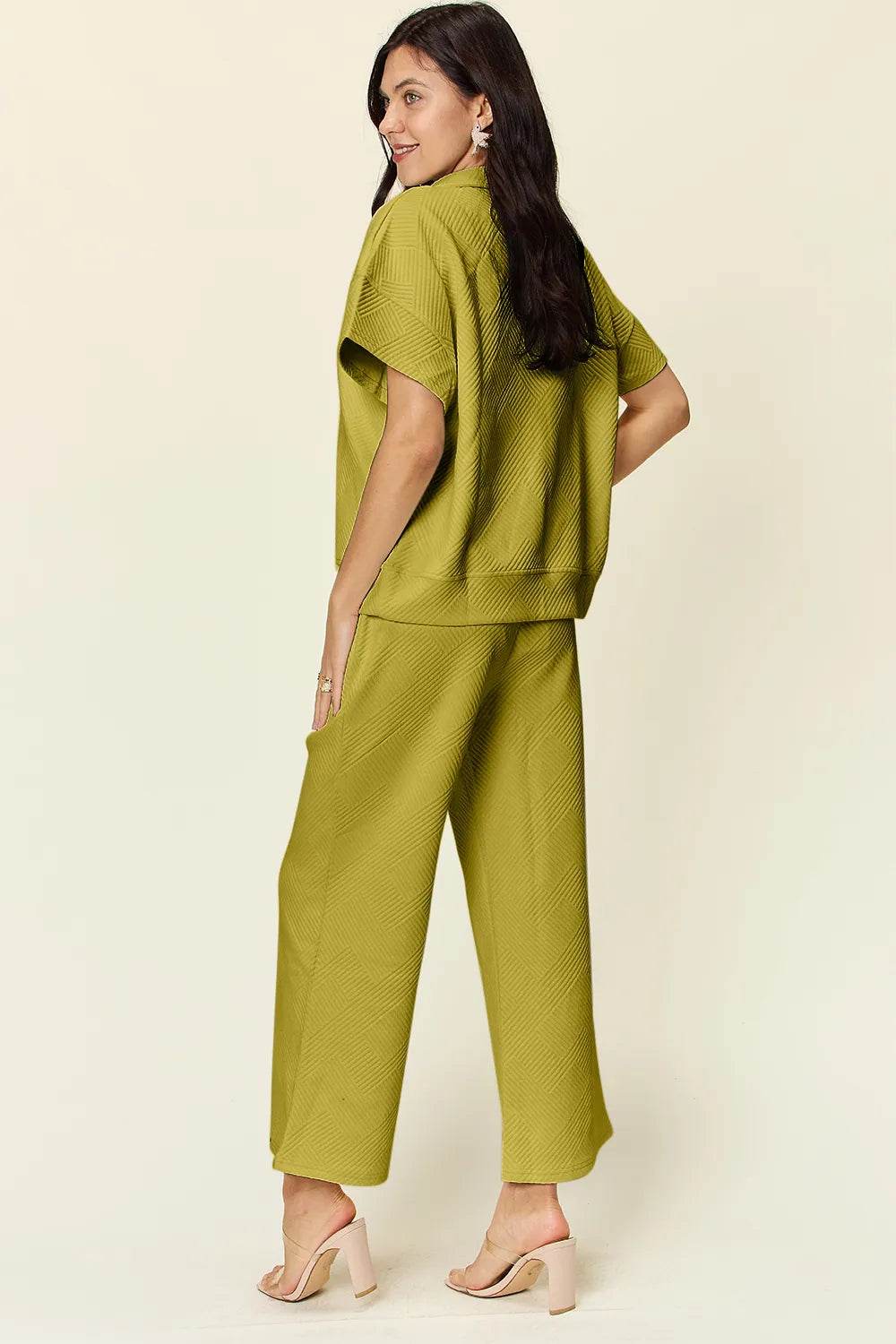 Double Take Texture Set: Full Size Half Zip Top & Pants Set - EBYNN