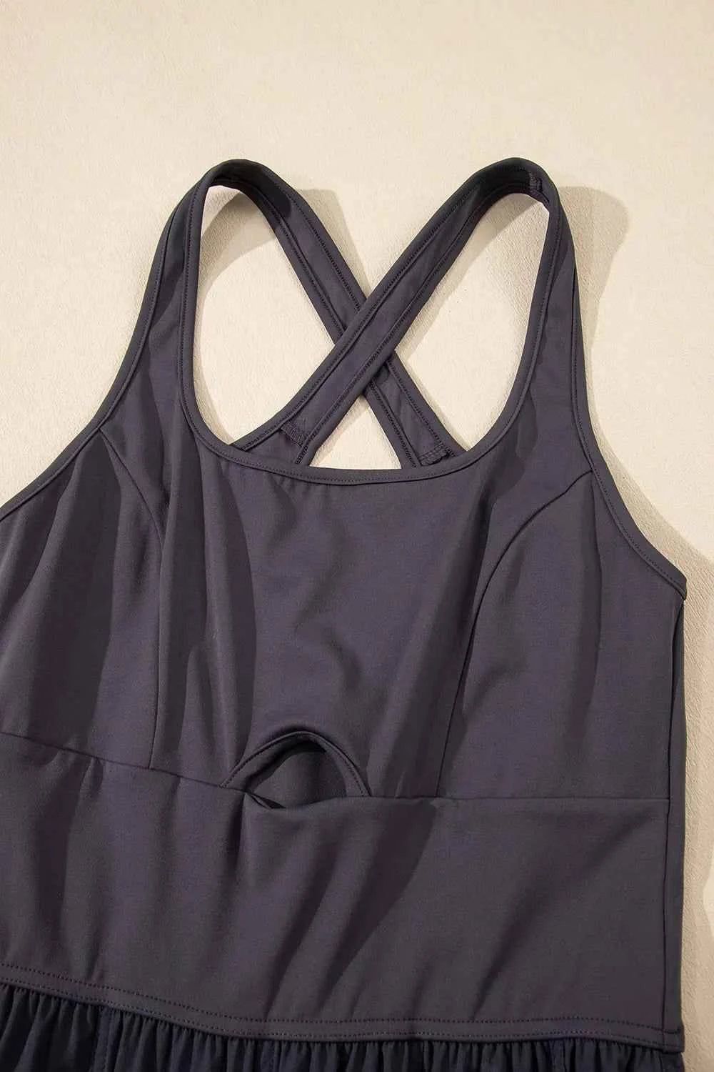 Cutout Square Neck Wide Strap Active Jumpsuit.