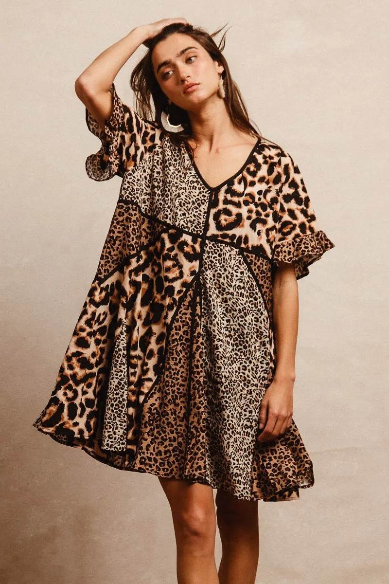 Leopard Print Dress: Mix and Match Short Sleeve Style - EBYNN