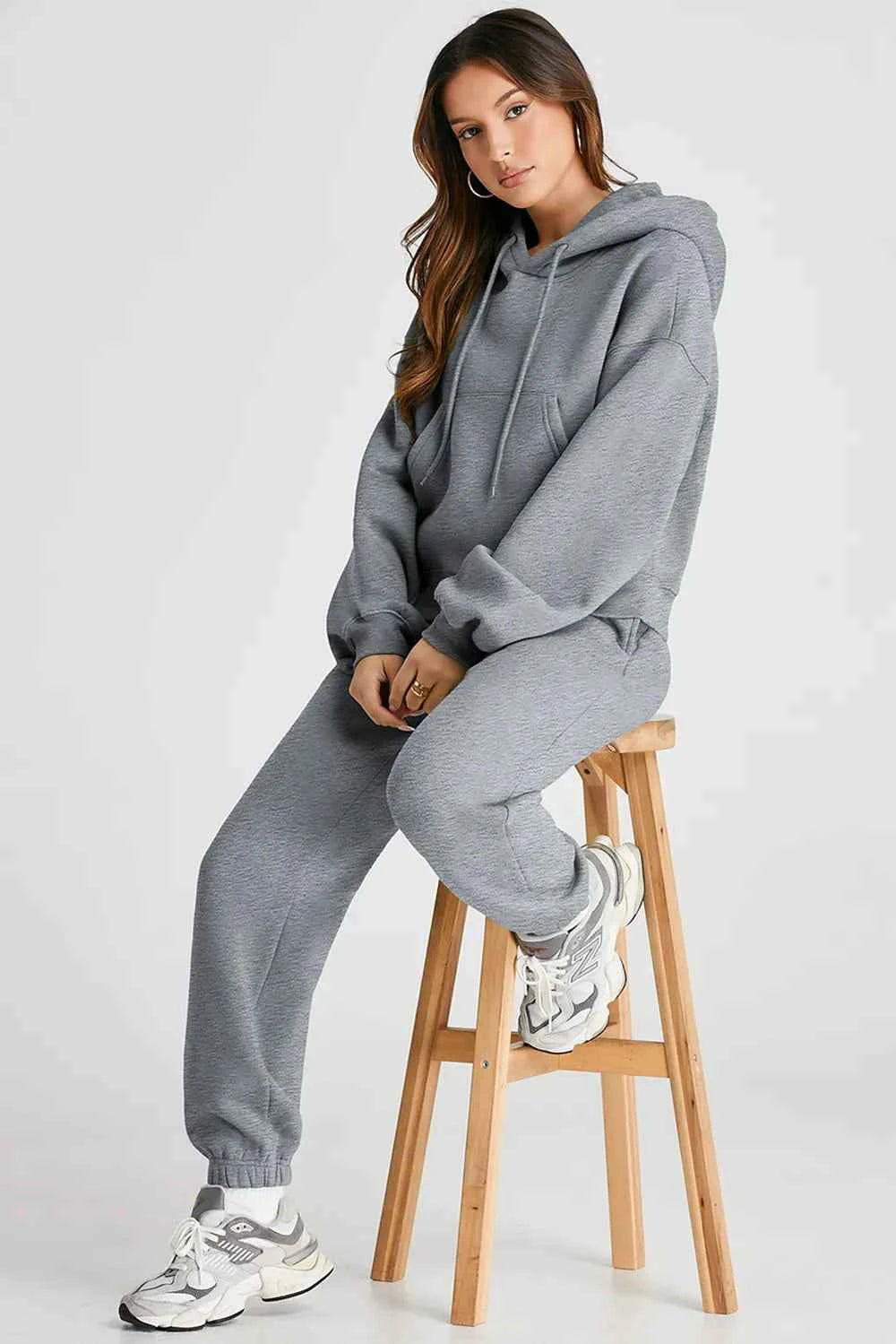 Dropped Shoulder Hooded Active Set - Top & Pants.
