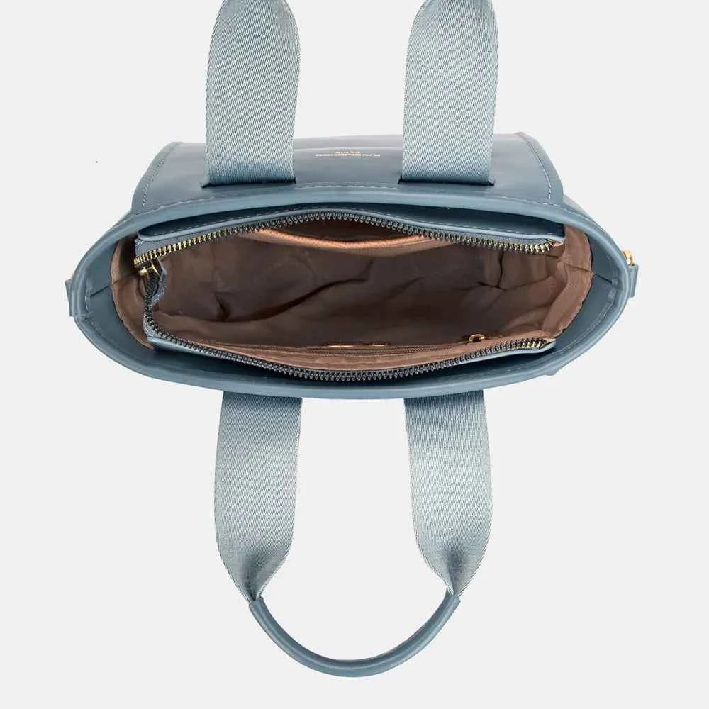 David Jones Small Handbag with Embossed Pattern Handles.