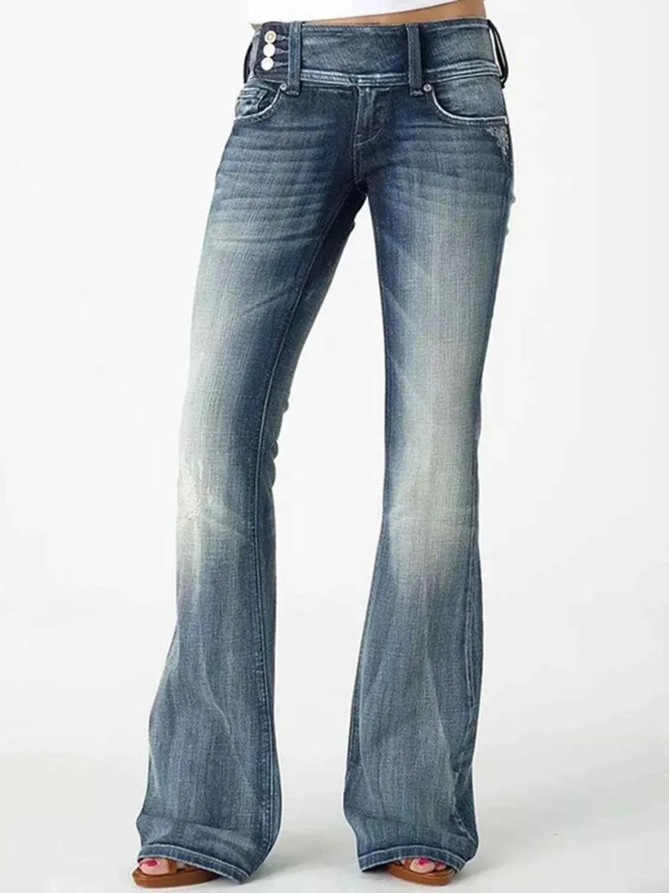 Plus Size Vintage Wash Flare Jeans.