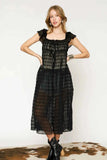Umgee Sheer Black Lace Ruffled Cap Sleeve Cover Up.