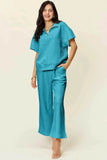 Double Take Texture Set: Full Size Half Zip Top & Pants Set - EBYNN