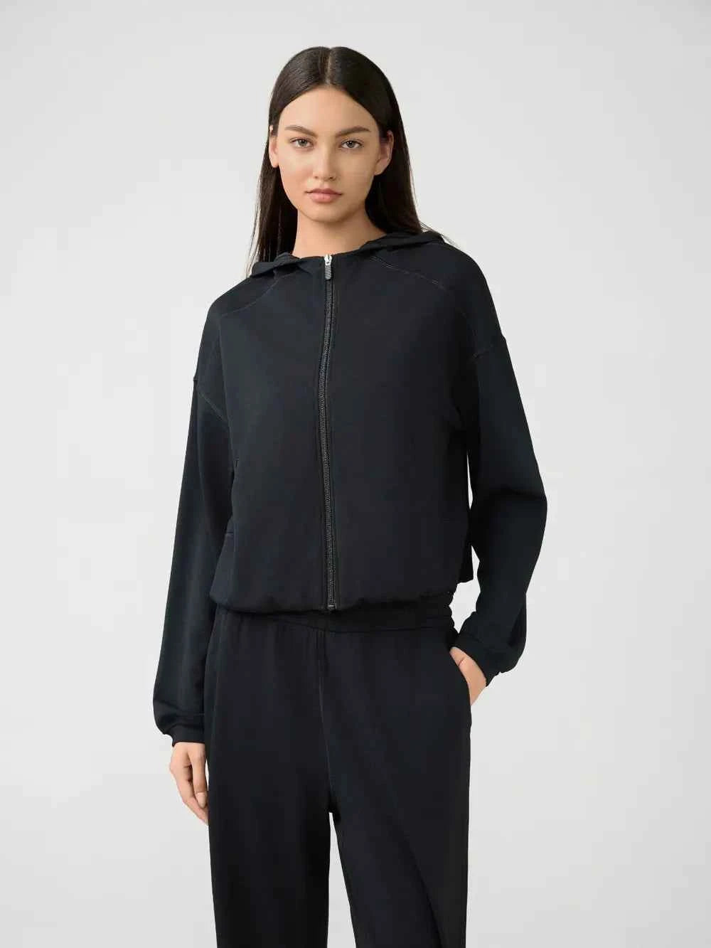 Millennia Zip Up Dropped Shoulder Active Hoodie.