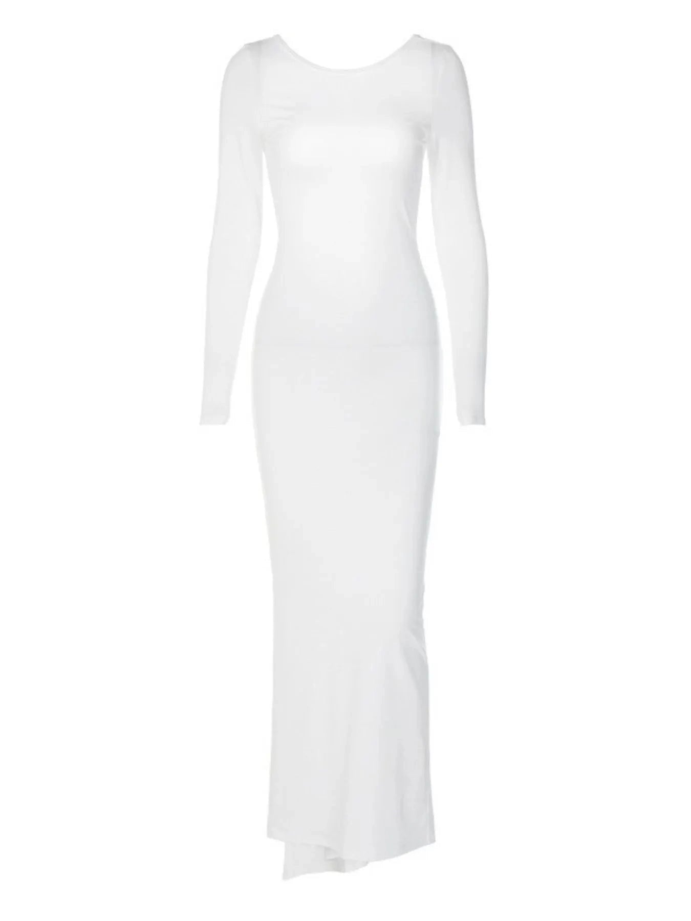 Backless Ruched Long Sleeve Maxi Dress.