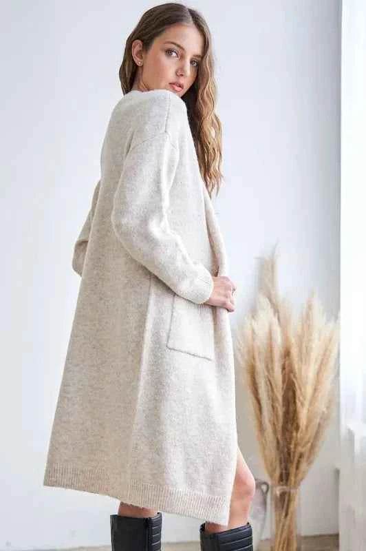 ADORA 2-Tone Open Front Sweater Cardigan.