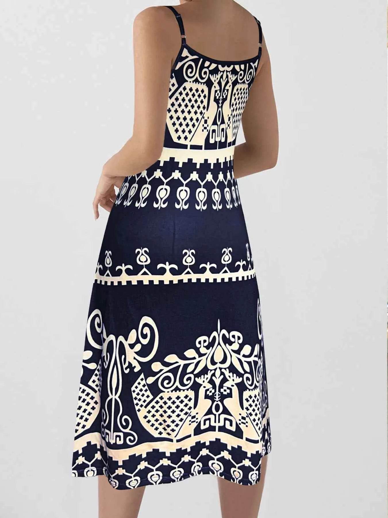 Tropical Leaf Print Halter Neck Mini Dress.