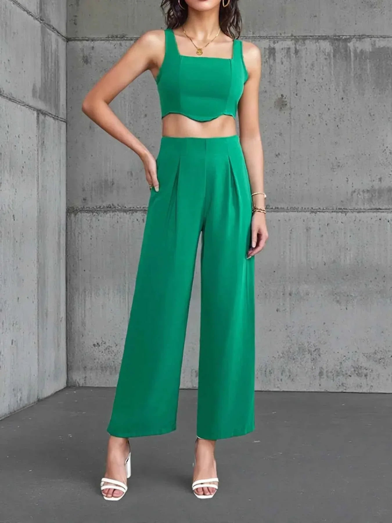 Square Neck Tank and Pants Set.