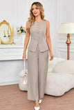 Sleeveless Button Front Top & Wide Leg Pants Set - EBYNN
