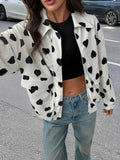 Heart Print Zip Up Jacket.