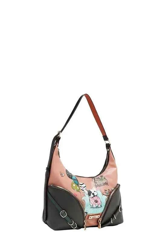 Nicole Lee USA Party King Shoulder Bag with 2 Accessory Pockets.