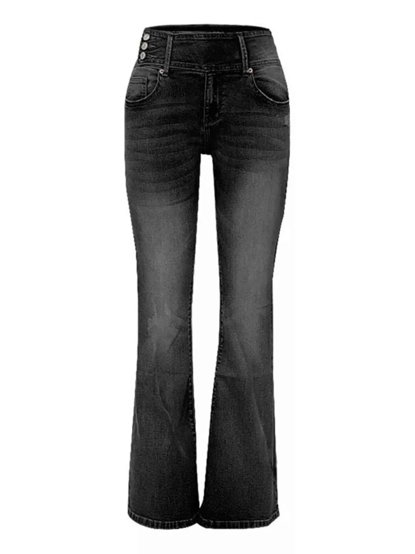 Plus Size Vintage Wash Flare Jeans.