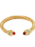 18K Gold-Plated Stainless Steel Twisted Cable Cuff Bracelet.