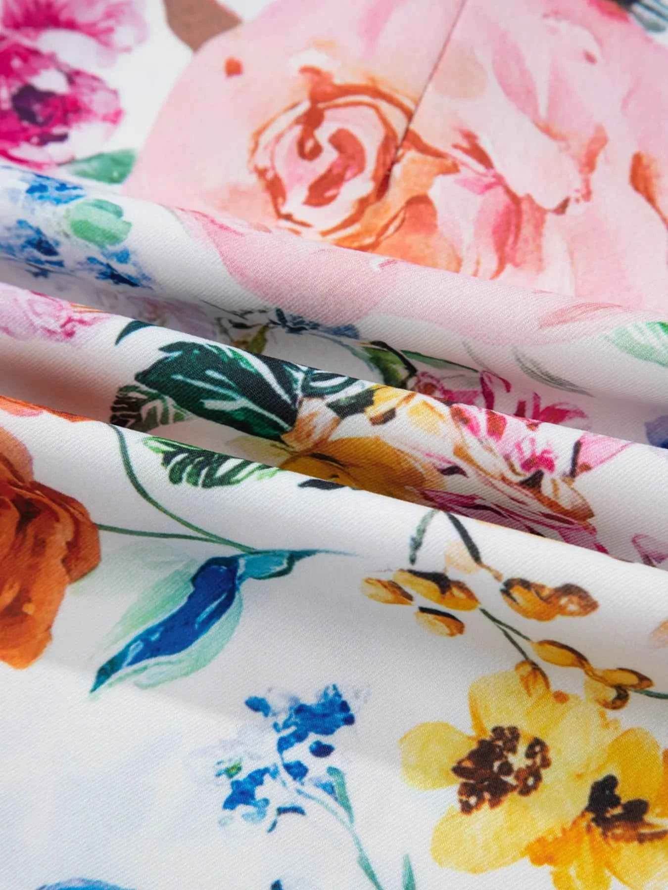 Floral Print Cap Sleeve Mini Dress.