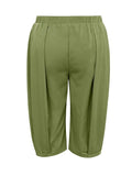 Plus Size Wide Leg Pleated Cropped Pants.
