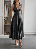 Halter Neck Midi Dress with Pockets.