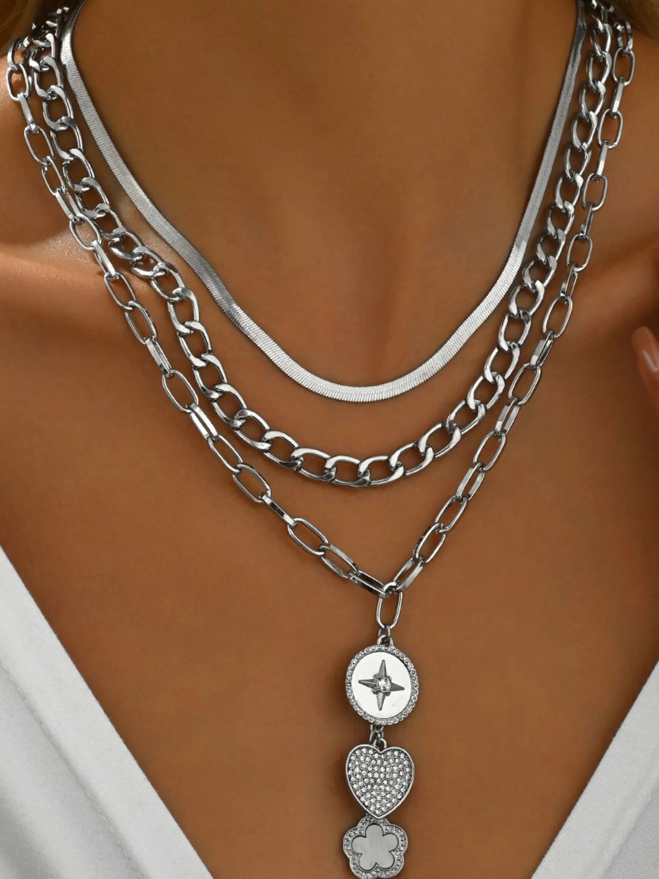 18K Gold-Plated Stainless Steel Layered Necklace.