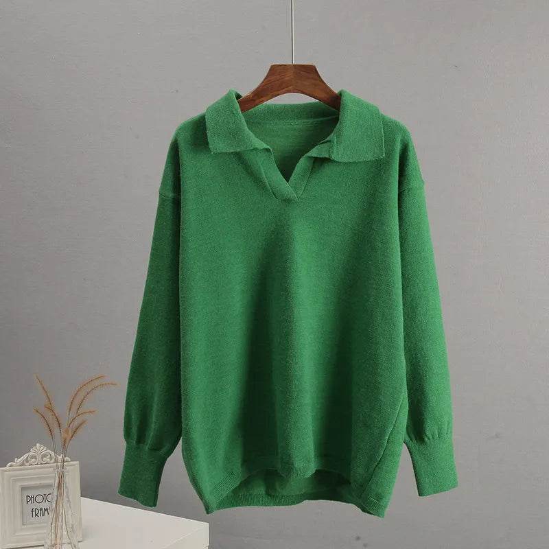 Johnny Collar Long Sleeve Top and Pants Sweater Set - EBYNN