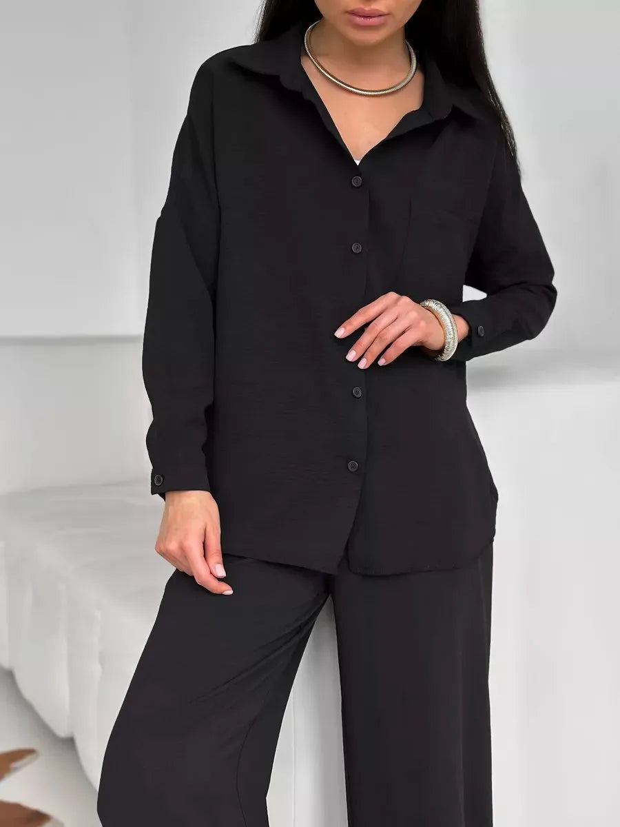 Button Up Long Sleeve Shirt and Pants Set.