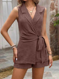 Chic Sleeveless Blazer and Shorts Set - EBYNN