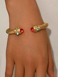 18K Gold-Plated Stainless Steel Twisted Cable Cuff Bracelet.