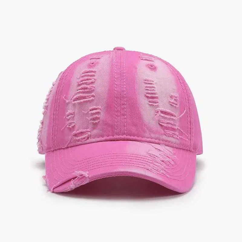 Distressed Adjustable Cotton Baseball Cap.
