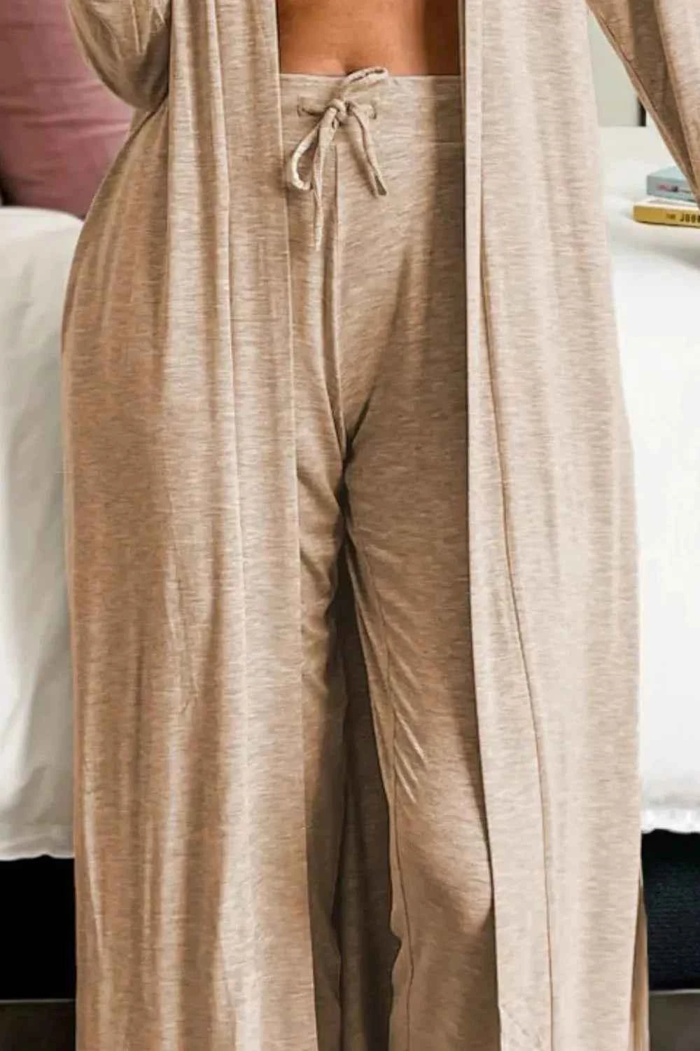 Open Front Long Sleeve Cardigan & Pants Lounge Set.