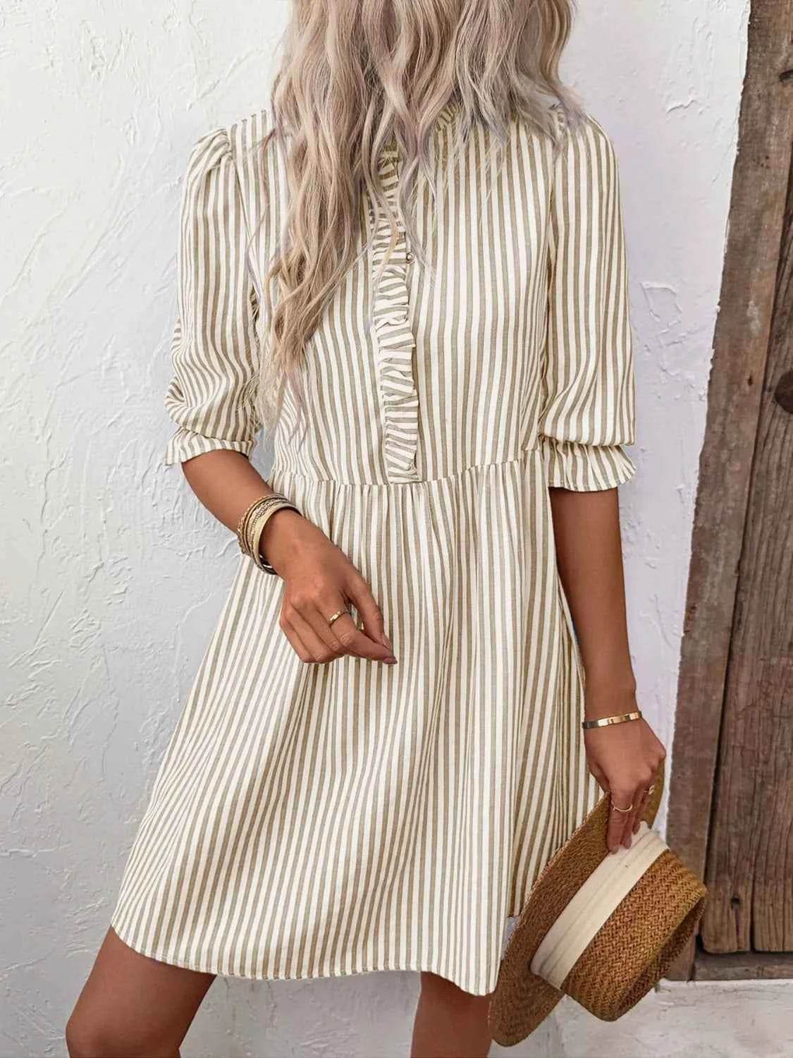 Striped Half Sleeve Dress.