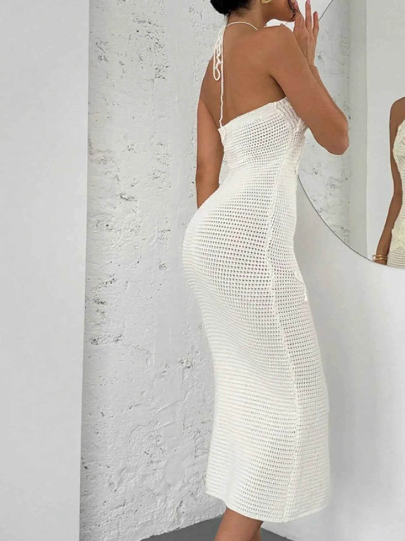 Crochet Backless Midi Knit Dress.