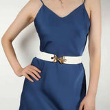 Alloy Buckle Elastic Belt for Comfort and Style.