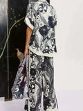 Printed Button Up Shirt and Pants Set.